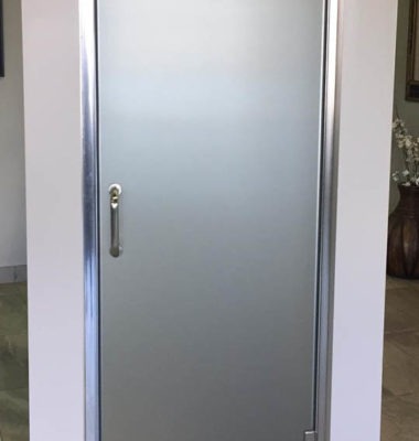 A Series Semi-Frameless Shower Door with Satin Glass