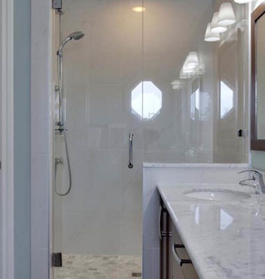 Frameless Shower on Stub Wall